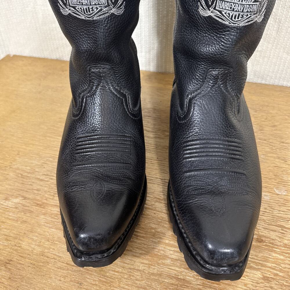 Harley-Davidson Leather Motorcycle Boots Men’s Size 11 Black Eagle Western Biker - Picture 3 of 15